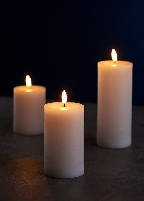 Kubbelys med 3D LED-flamme H10 cm
